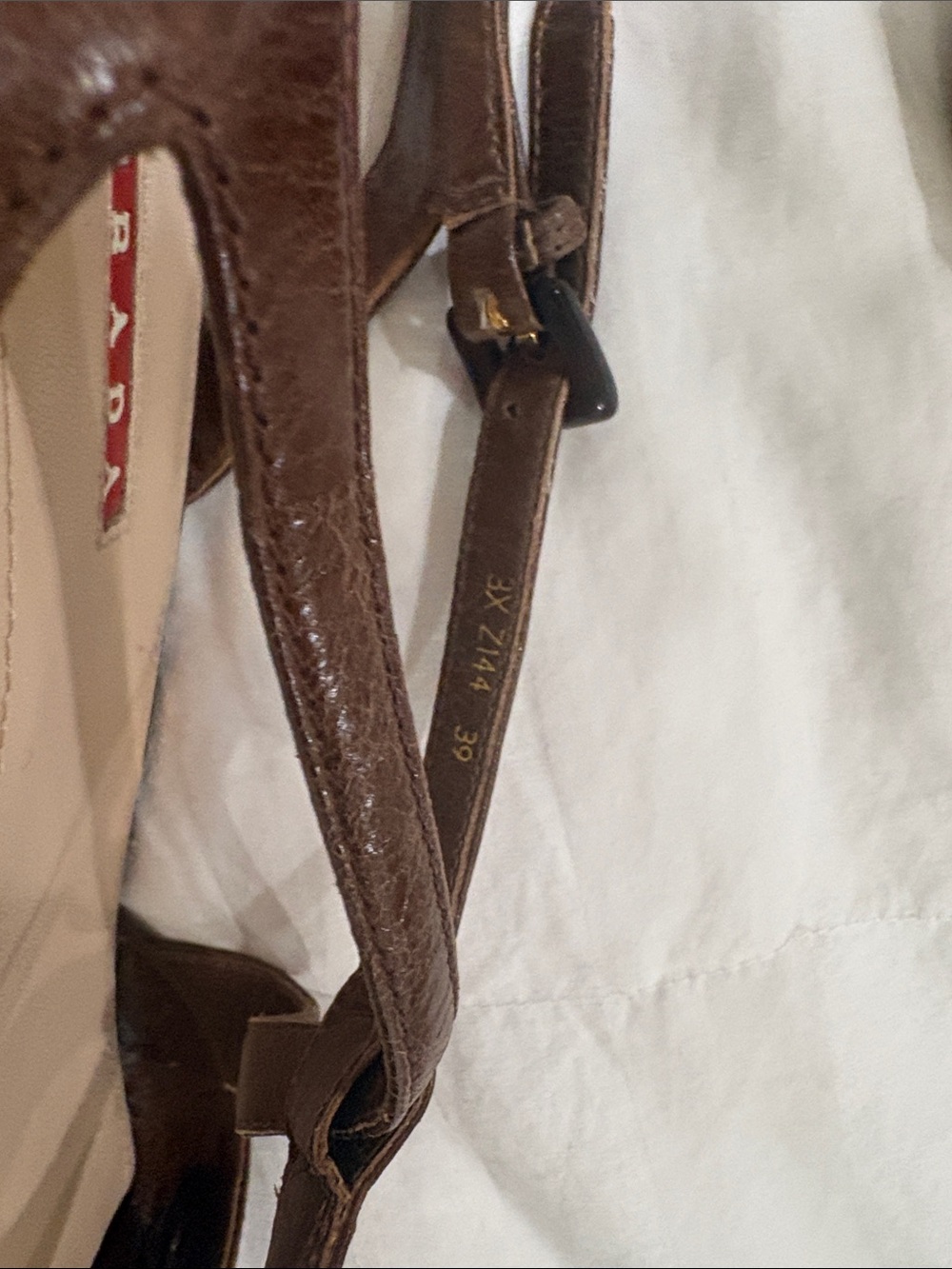 Prada Brown Leather Cross-Strap Slingback Heels - Picture 4 of 4